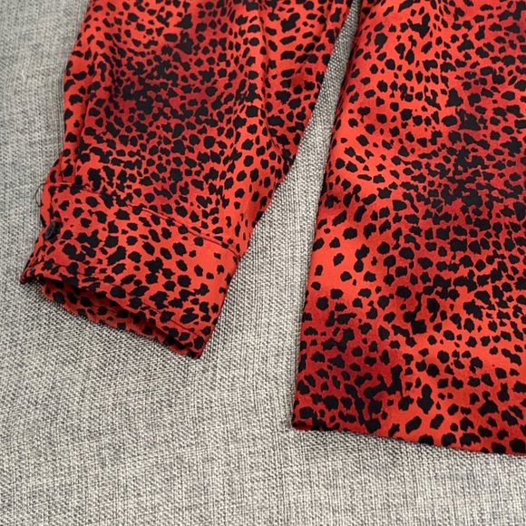 Motherhood Leopard‎ Button Down Blouse Red Black Small Long Sleeve Collared - Picture 5 of 13